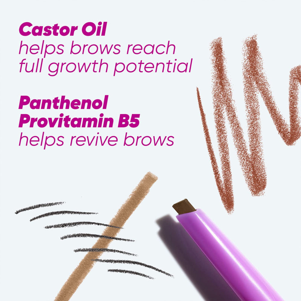 Kosas Brow Pop built-in spoolie blending for seamless brow blending.