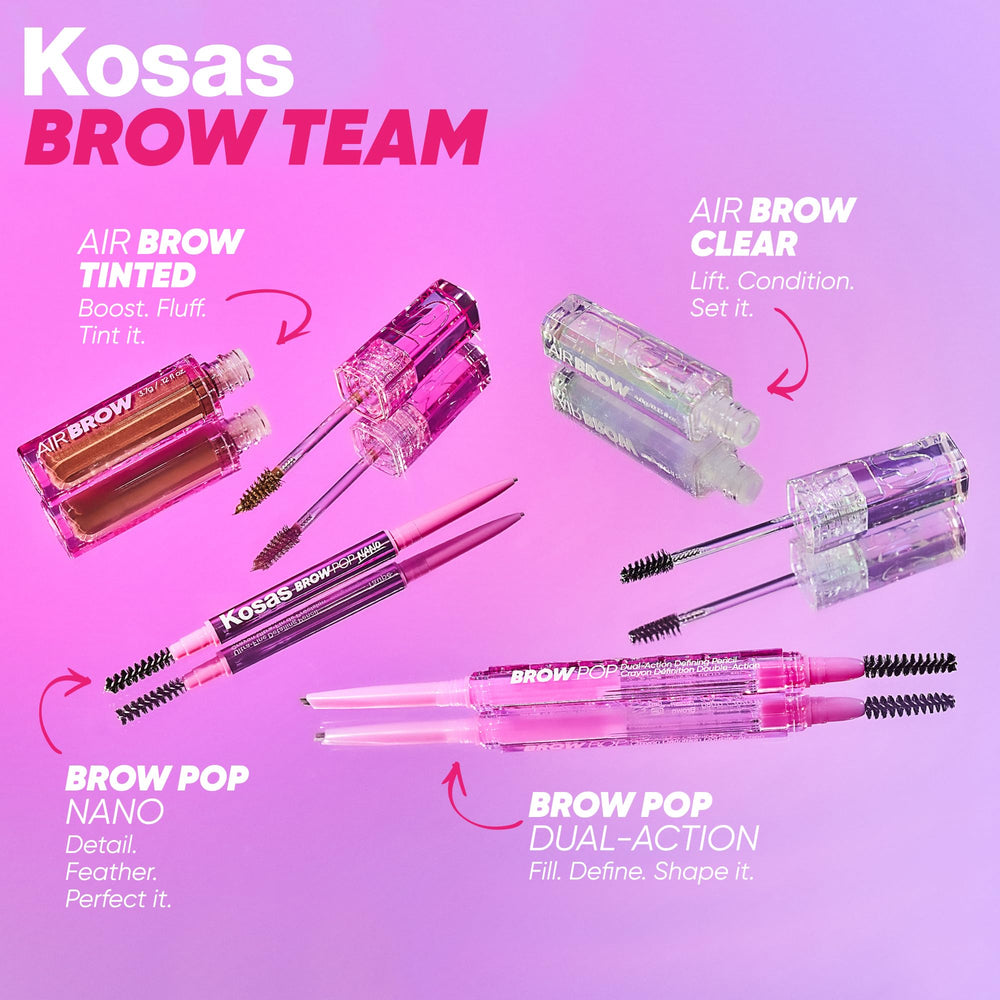 Kosas Brow Pop Nano se complementa con geles para cejas de Kosas.