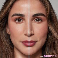 Kosas Brow Pop built-in spoolie blends brows evenly.
