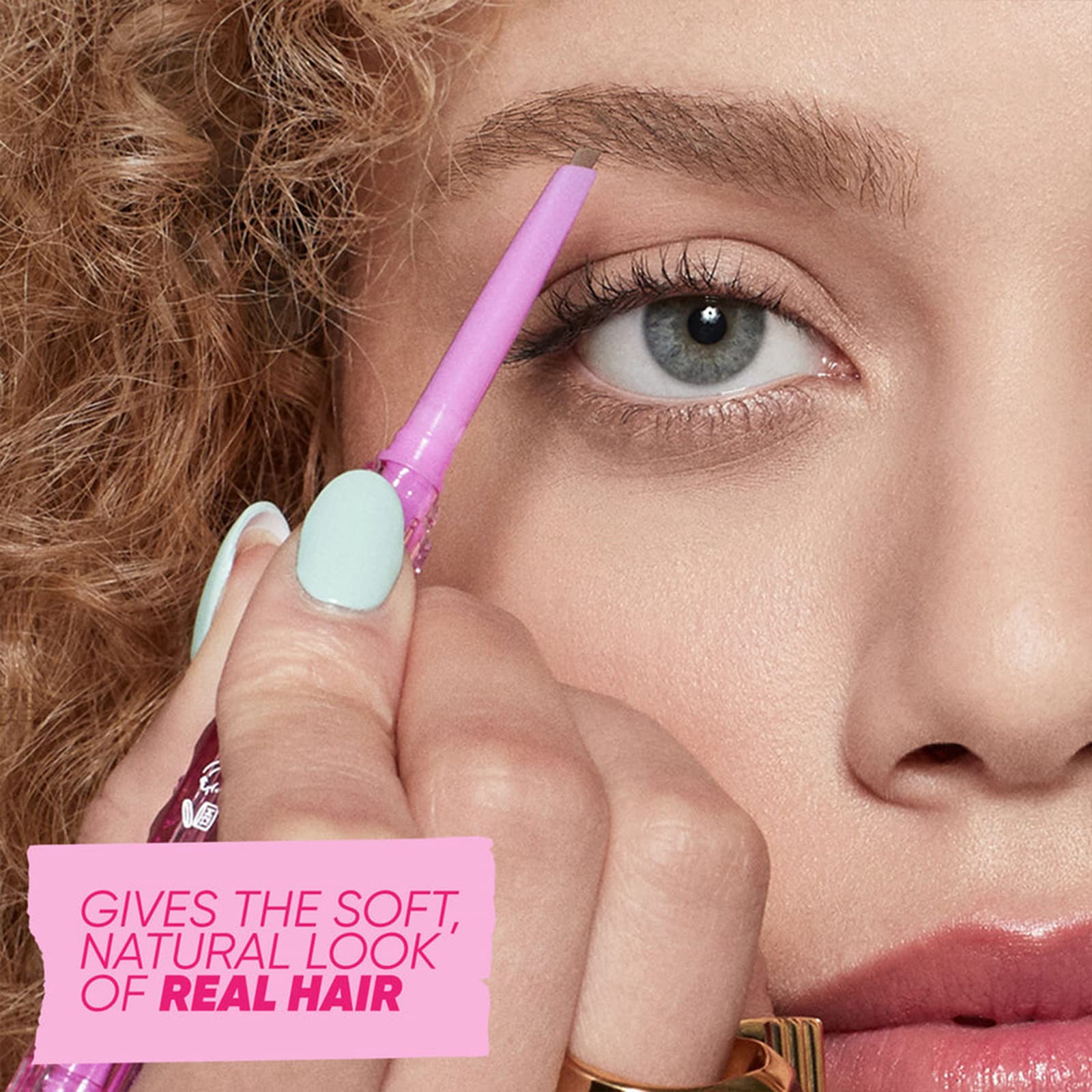 Kosas Brow Pop triangular-tip closeup demonstrating thick-fill and thin-stroke precision.