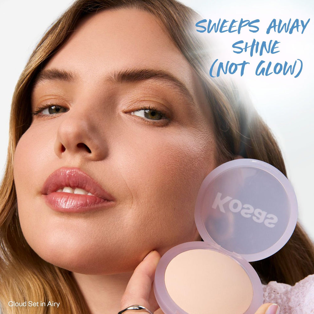 Kosas Cloud Set powder demonstrating oil control on skin