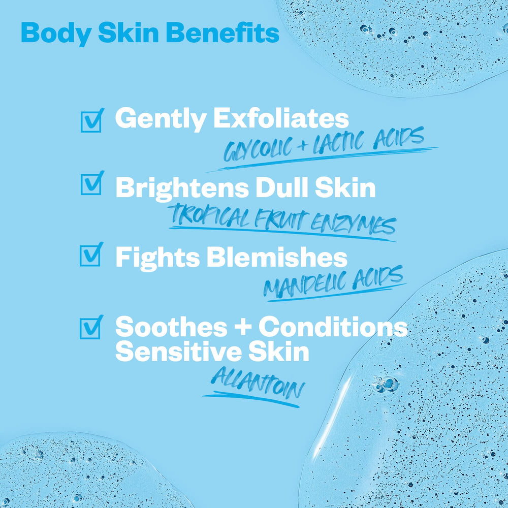 Kosas Kosasport Good Body Skin, primer plano de crema, exfoliación suave para piel corporal.