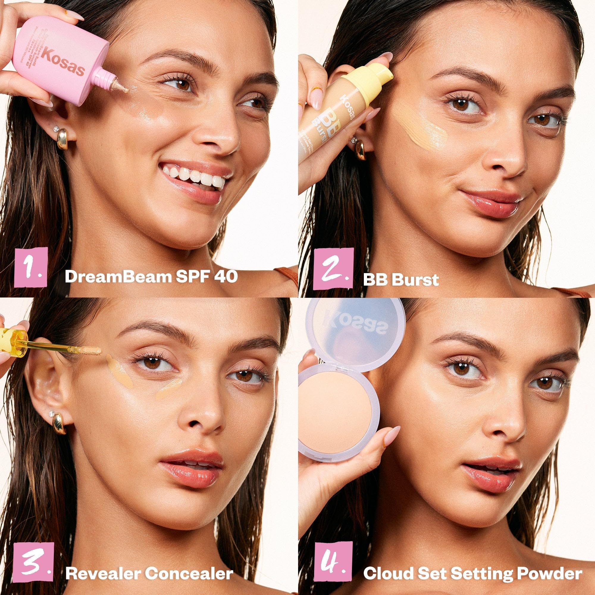Dermatologist-tested Kosas DreamBeam signals safe, gentle daily use.