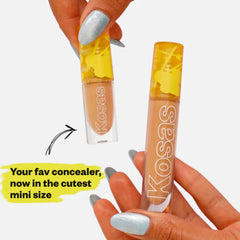 Kosas Revealer Concealer tono 04 hidrata con péptidos y ácido hialurónico para piel suave.
