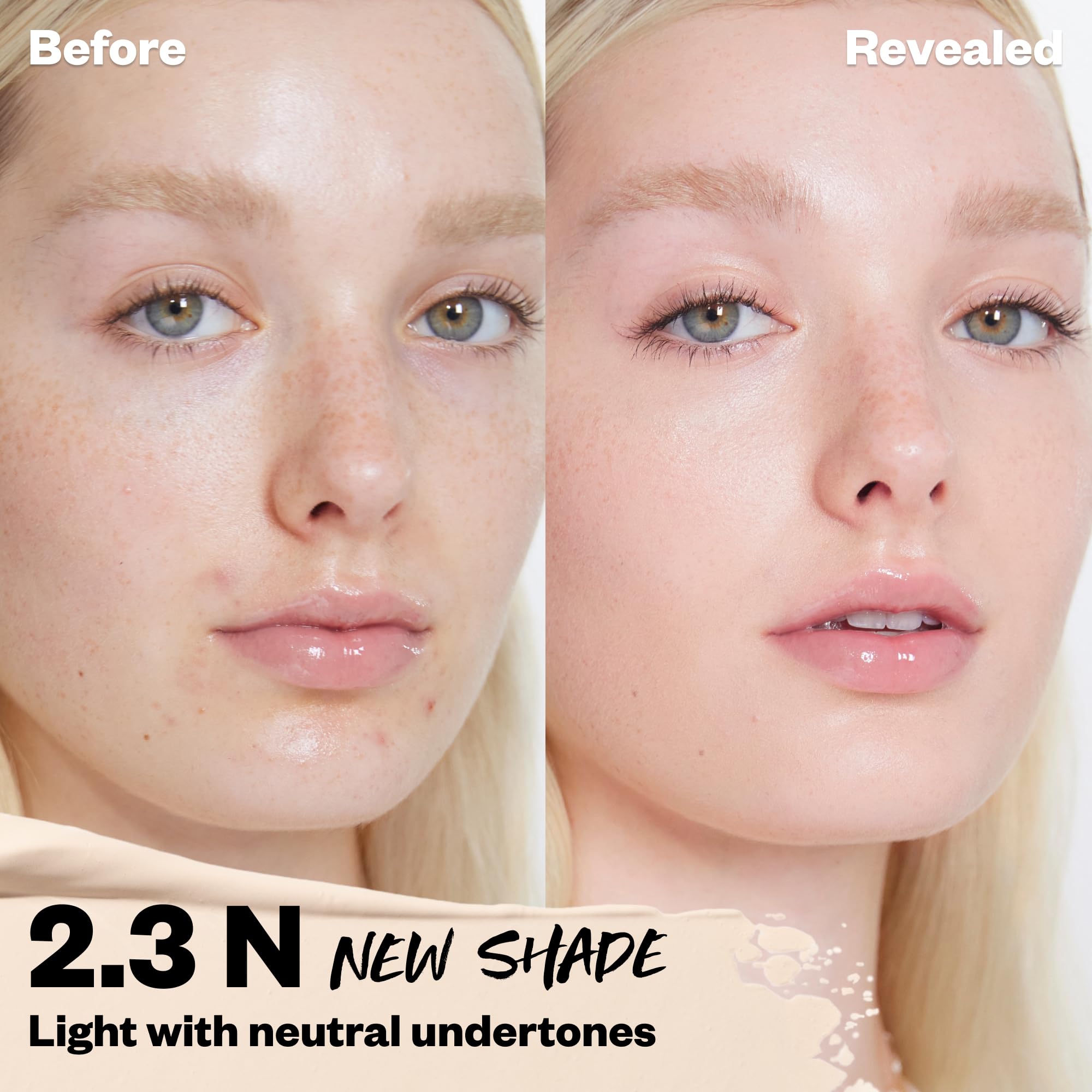 Kosas Revealer concealer application brush demonstrates precise under-eye brightening.