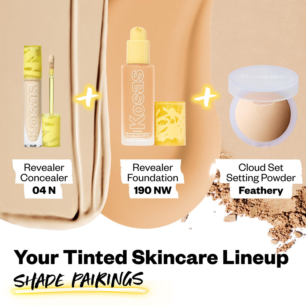 Kosas Revealer concealer with hyaluronic acid visible for plump skin.