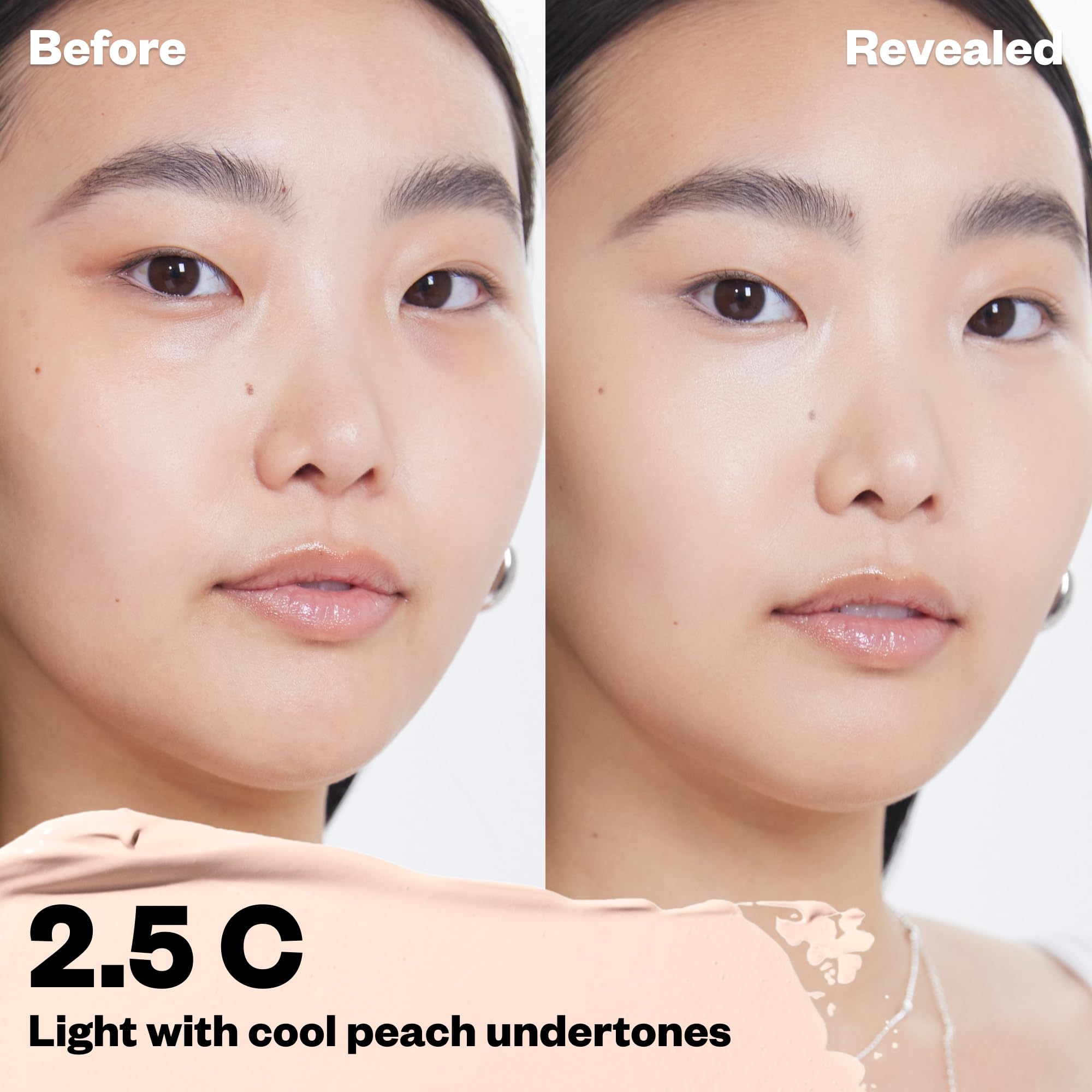 Kosas Revealer Concealer swatches demonstrate medium coverage for a natural finish.