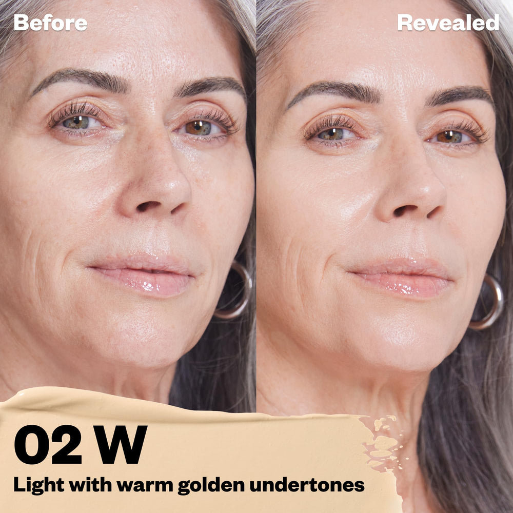 Kosas Revealer Concealer Tone 02 W doe-foot applicator demonstrates precise under-eye coverage