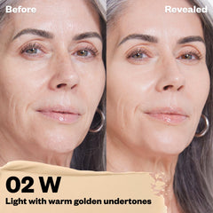 Kosas Revealer Concealer Tone 02 W doe-foot applicator demonstrates precise under-eye coverage