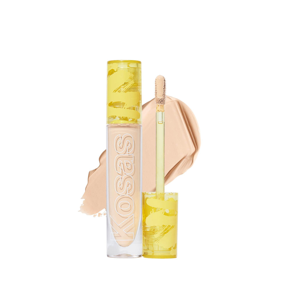 Kosas Revealer Concealer Tone 03 W tube close-up highlights hydrating formula