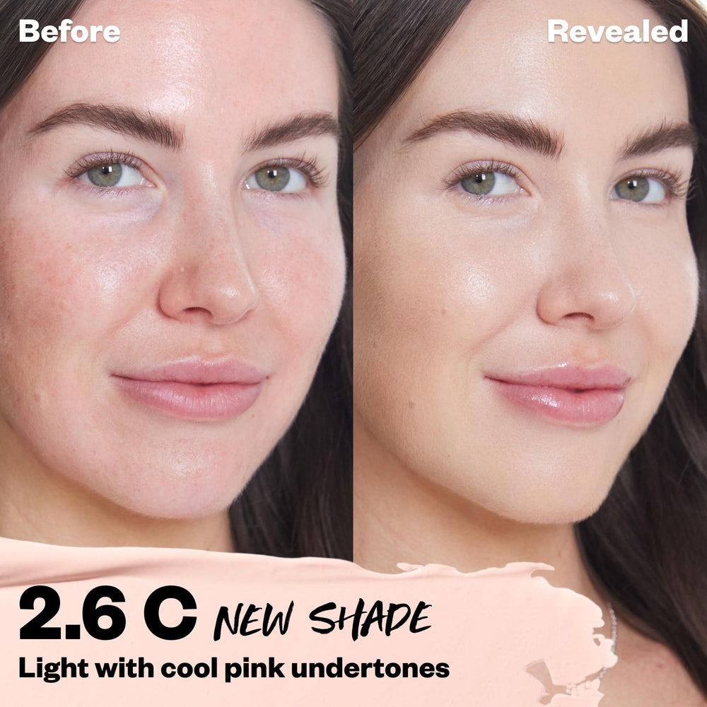 Kosas Revealer Concealer under-eye swatch highlights tone and coverage.