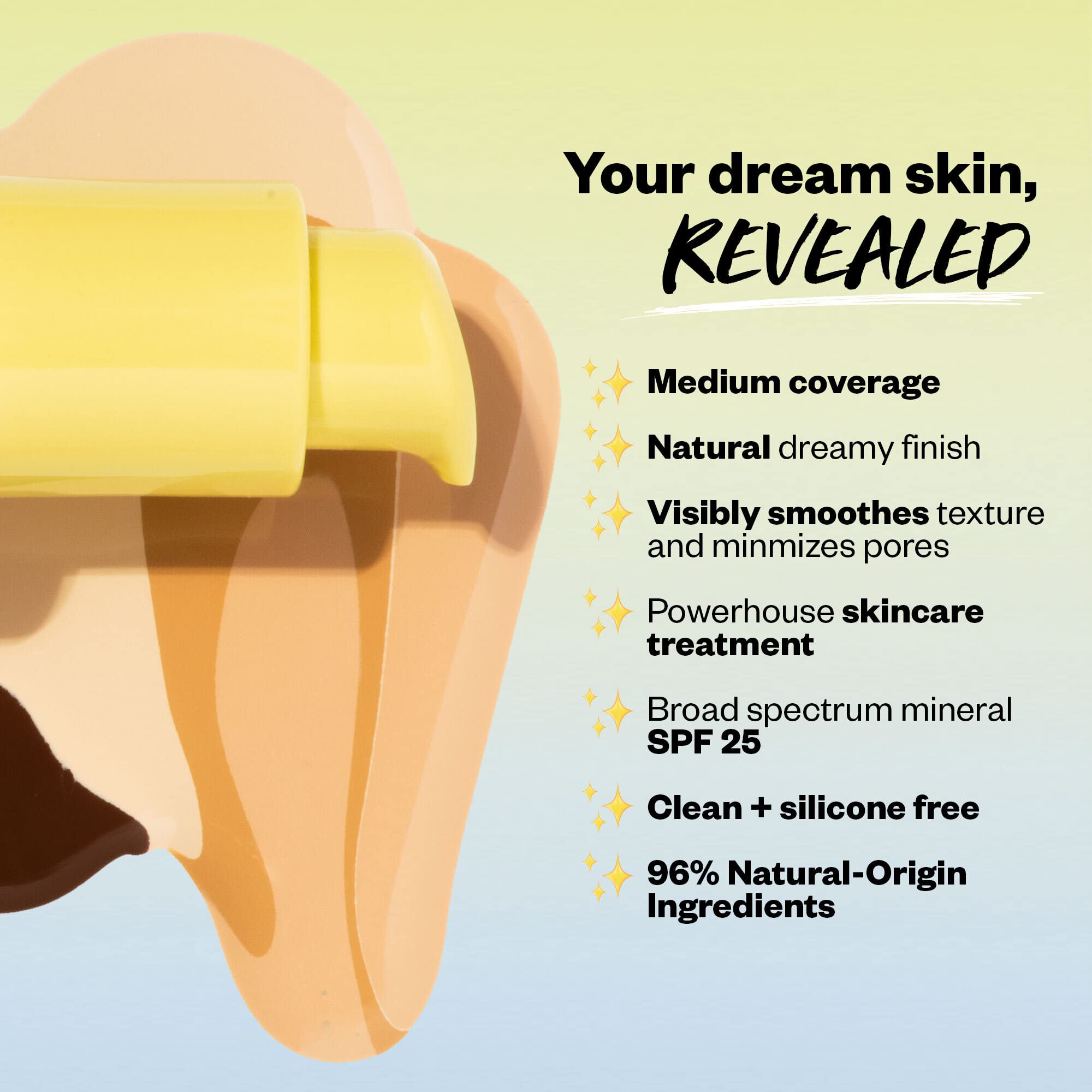 SPF 25 mineral protection label on Kosas Revealer for daily sun support.
