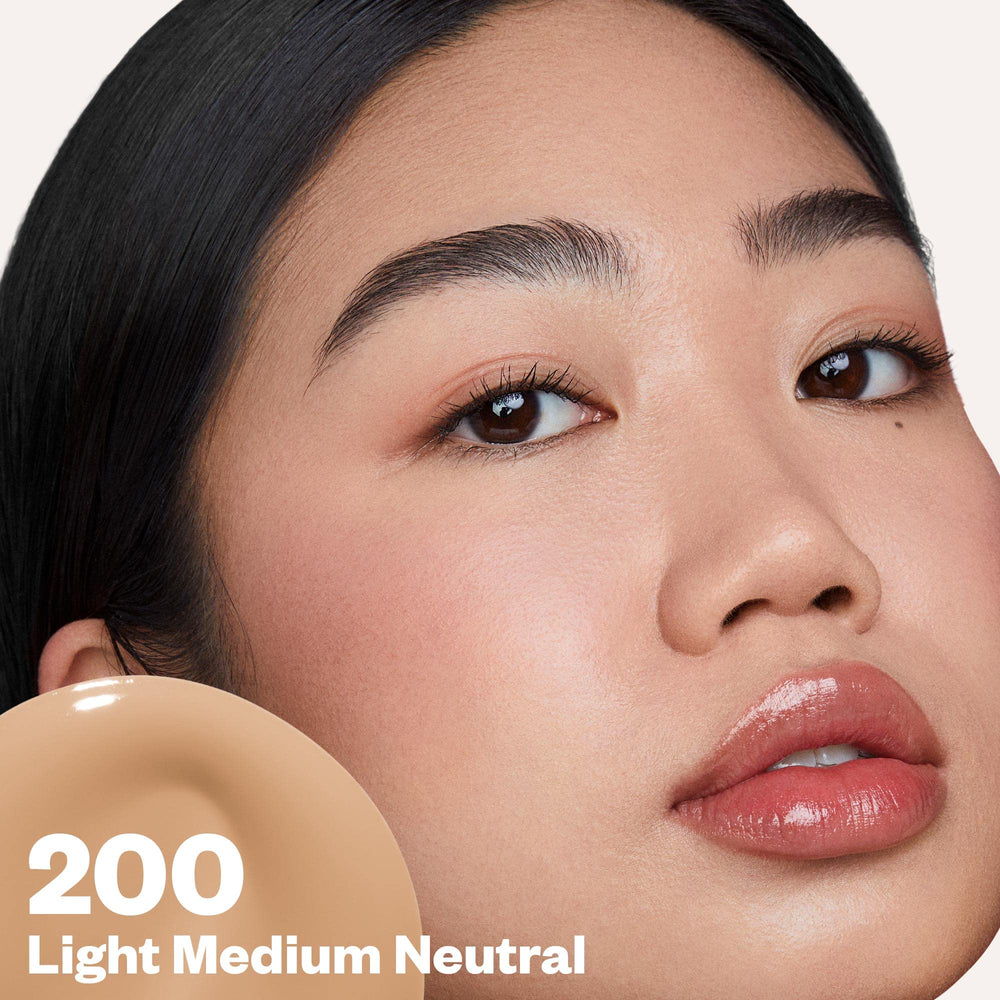 Close-up shows Kosas Revealer blending seamlessly for an even, natural finish.