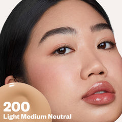 Close-up shows Kosas Revealer blending seamlessly for an even, natural finish.