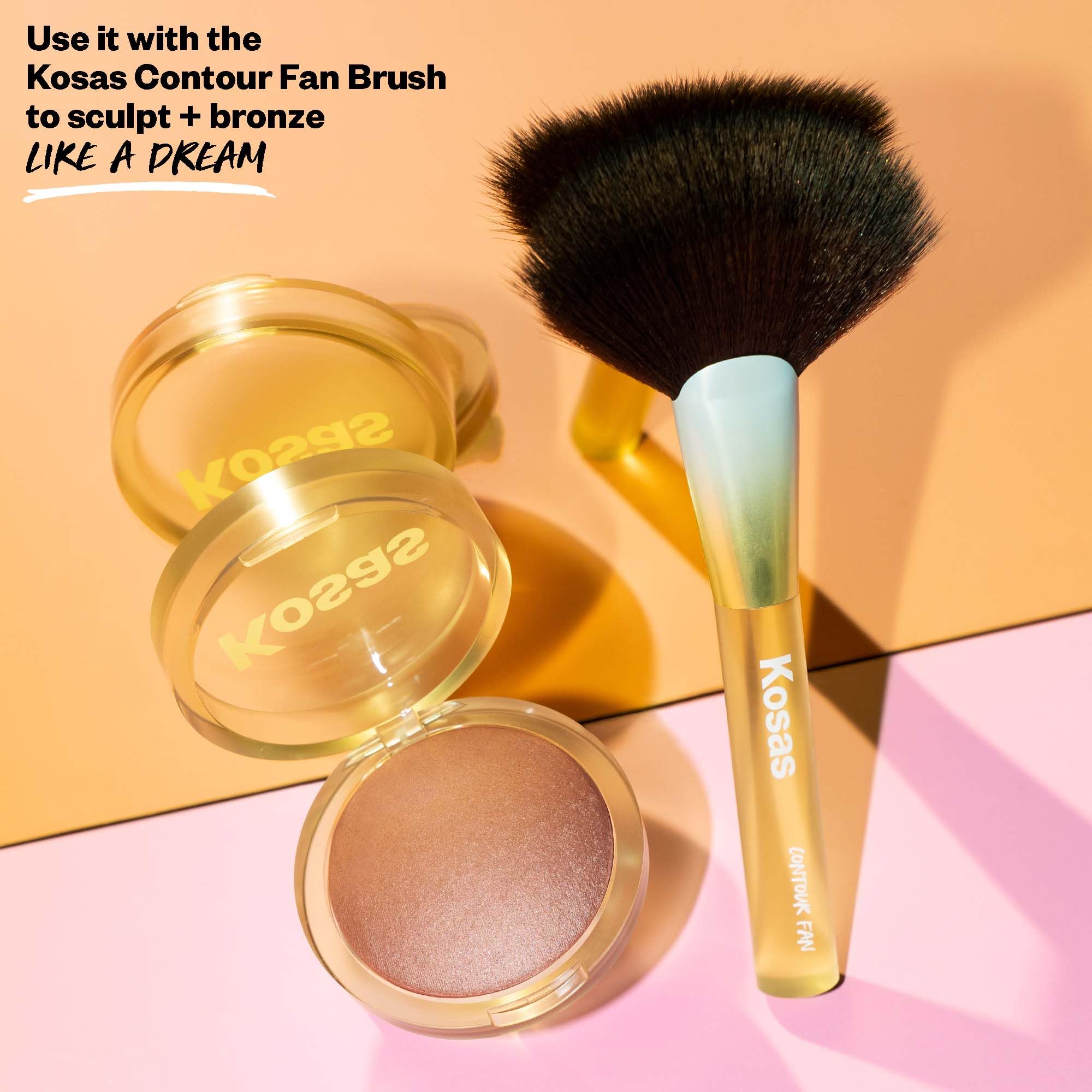 Kosas Sun Show Glowy Warmth application on cheek for seamless blend