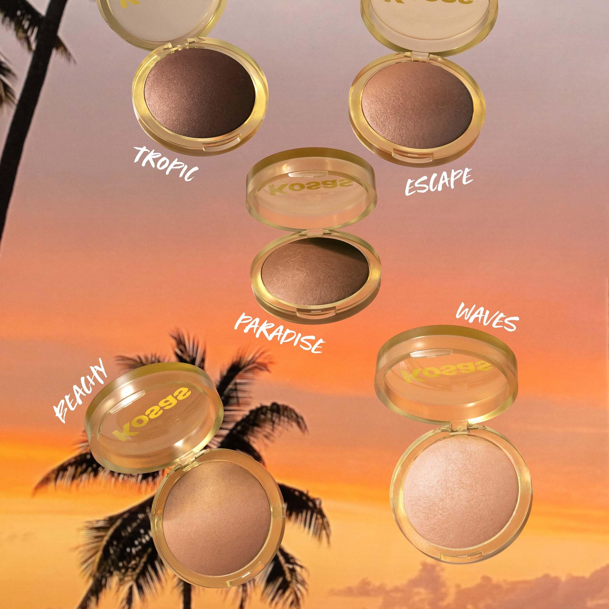 Kosas Sun Show Glowy Warmth Escape bronzer swatch delivering sun-kissed contour