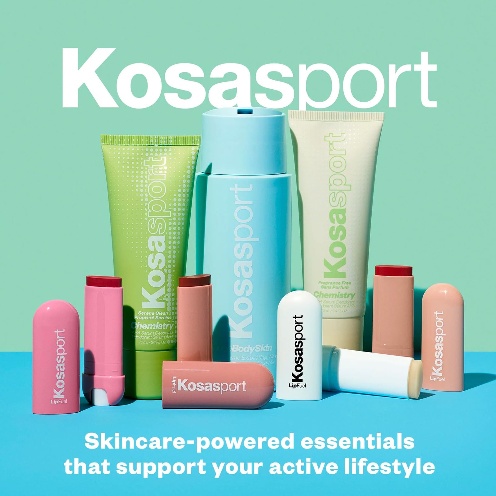 Kosas Underarm care routine imagery suggests daily use convenience.