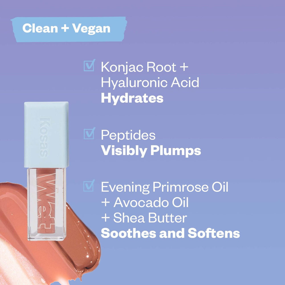 Kosas Wet Lip Oil Gloss layered look for deeper color payoff.