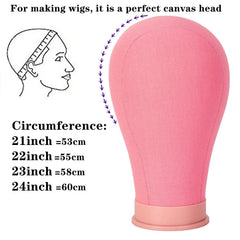 Koskusder pink canvas wig head with stable base and mounting hole for steady styling