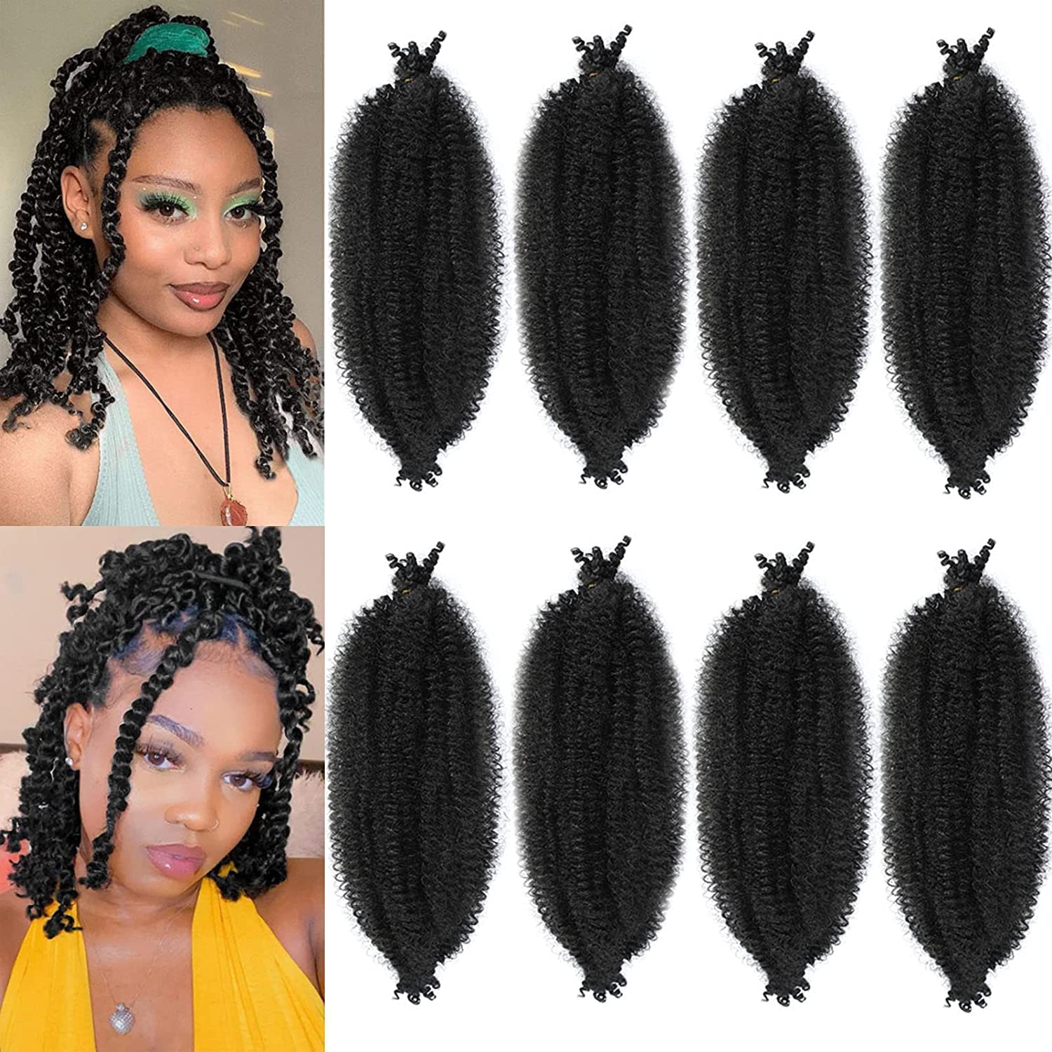Kossys springy Afro Twist 16in bundle close-up, emphasizing lightweight texture for protective styles.