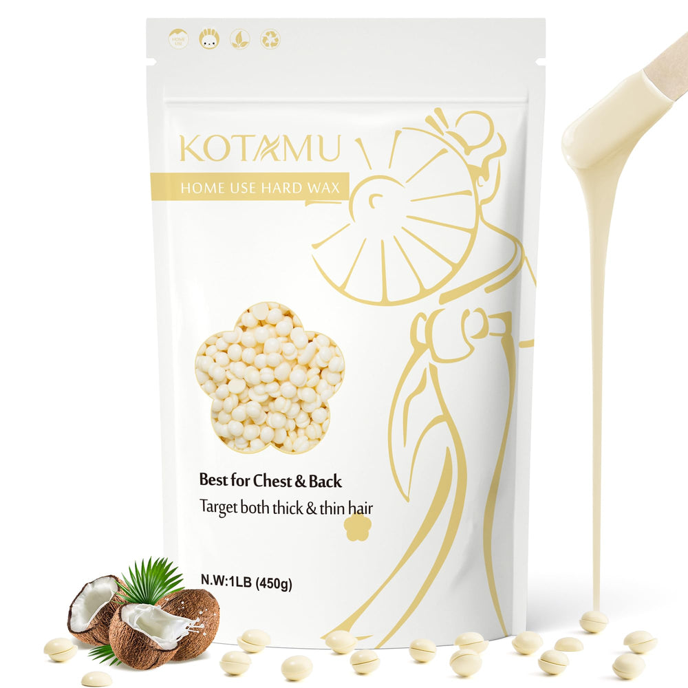 KOTAMU hard wax beads with coconut oil for gentle hair removal across skin types