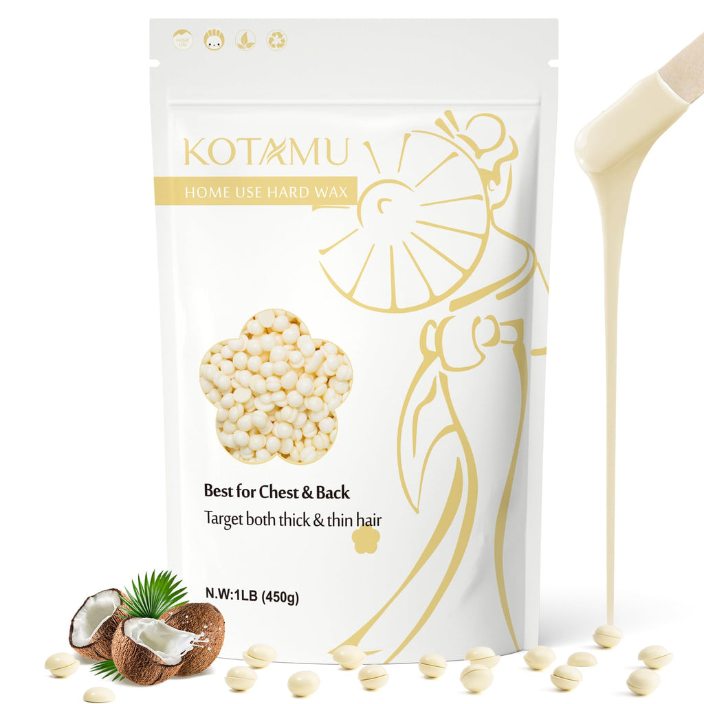KOTAMU Hard Wax Beads for Hair Removal – Sensitive Skin Thick Hair Formula, 1lb