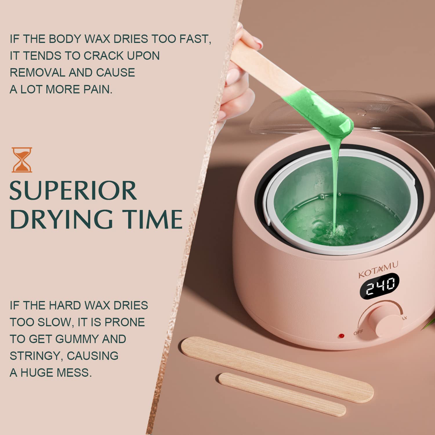 KOTAMU underarm waxing, reduces irritation while removing fine hair.