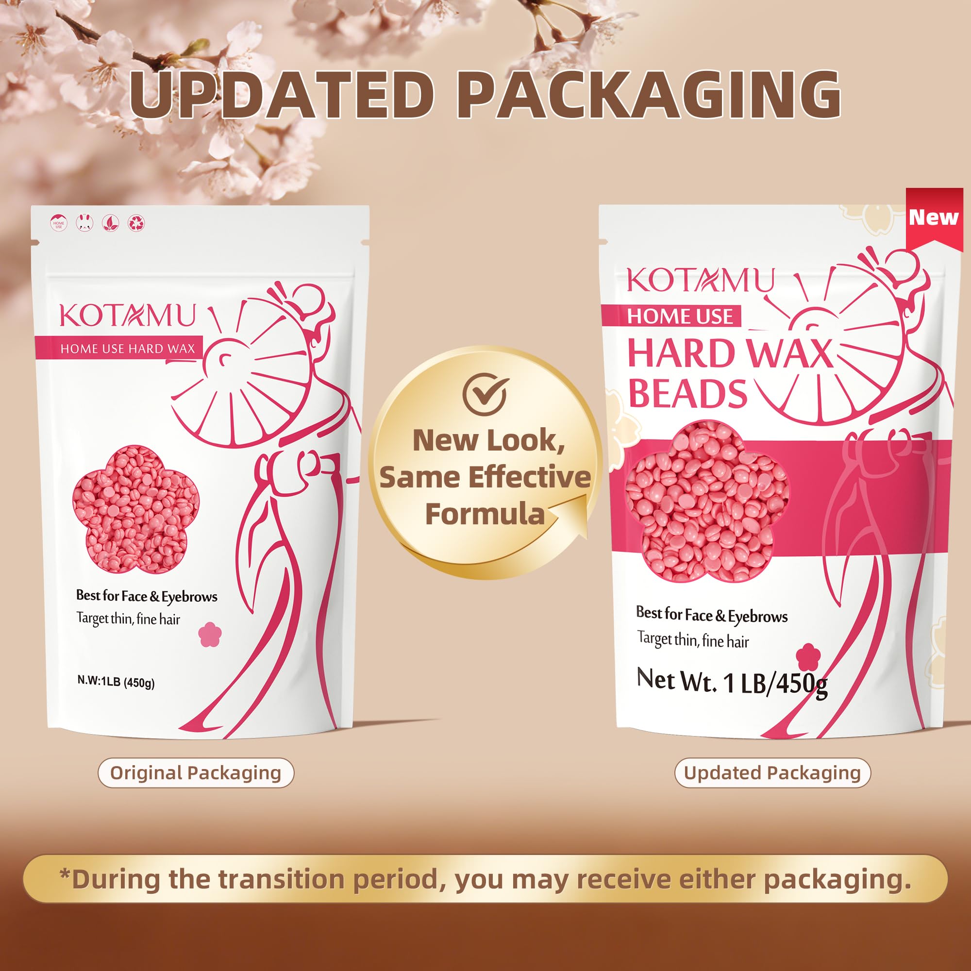 KOTAMU wax beads designed for face and eyebrows for precise hair removal.