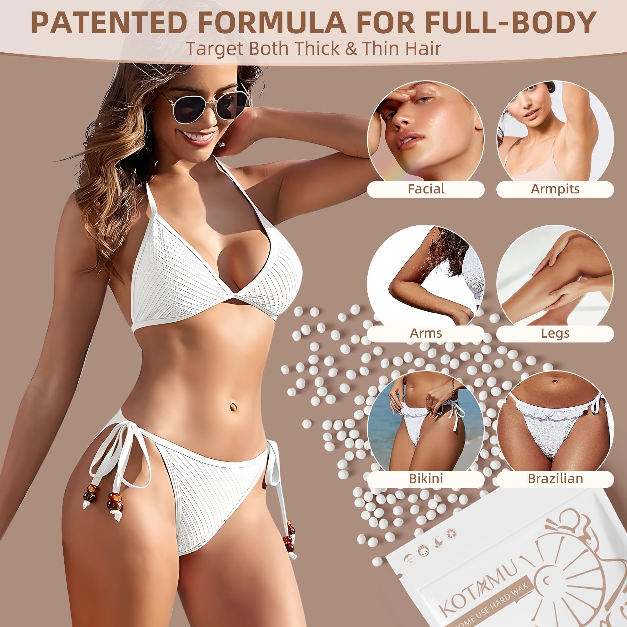 KOTAMU unscented wax beads for armpits offering comfortable, skin-friendly waxing