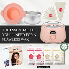 KOTAMU Wax Kit Pink bikini-brazilian waxing setup highlights gentle, skin-friendly application.