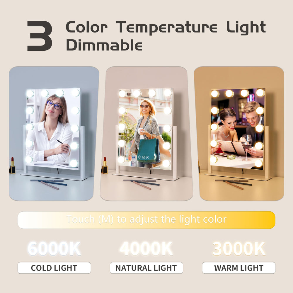 Kotdning vanity mirror offers three color lighting modes for accurate makeup.