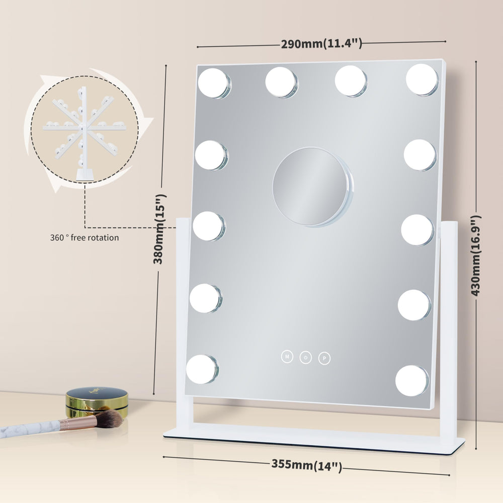 Kotdning vanity mirror rotates 360 degrees for versatile angles.