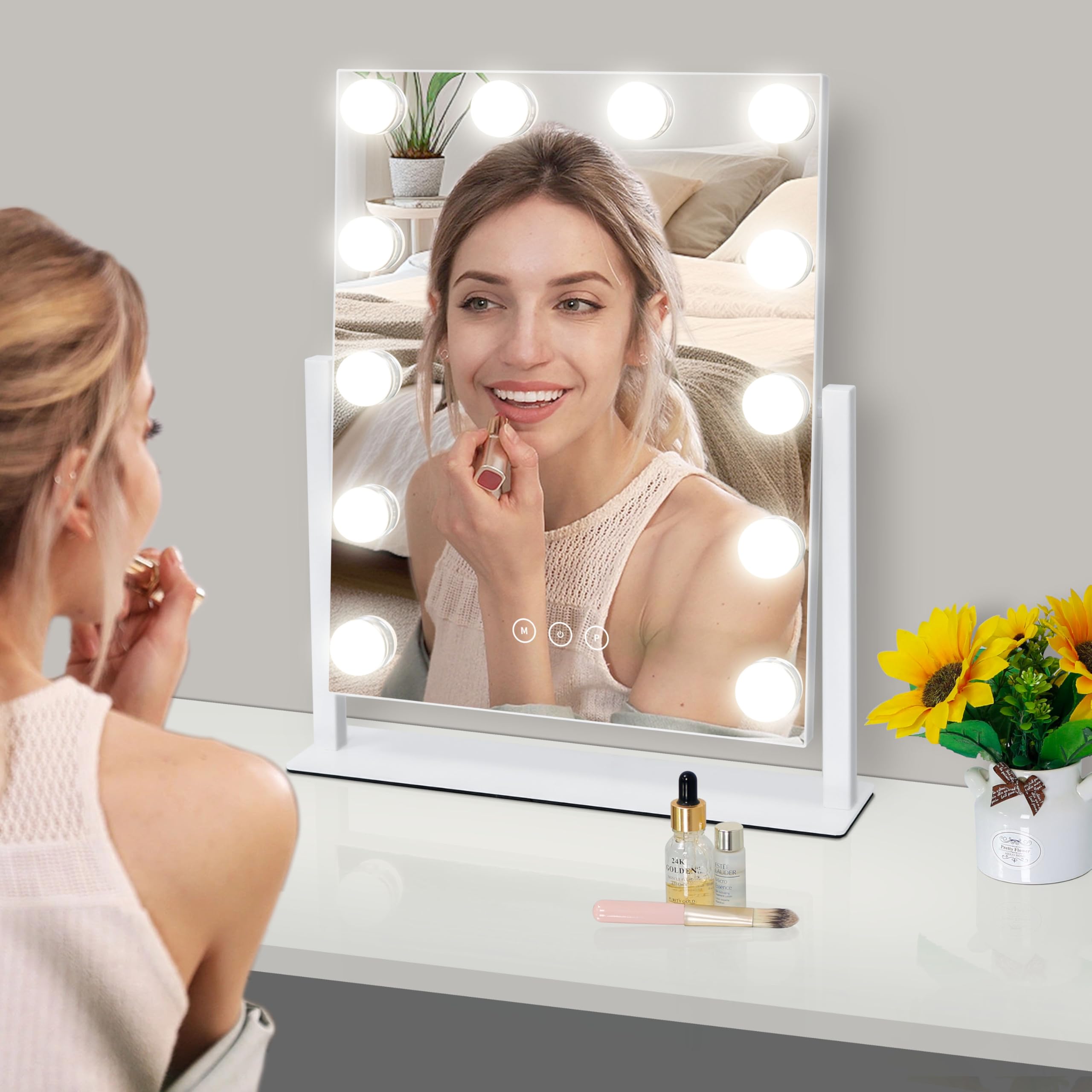 Kotdning vanity mirror compact design with anti-slip base.