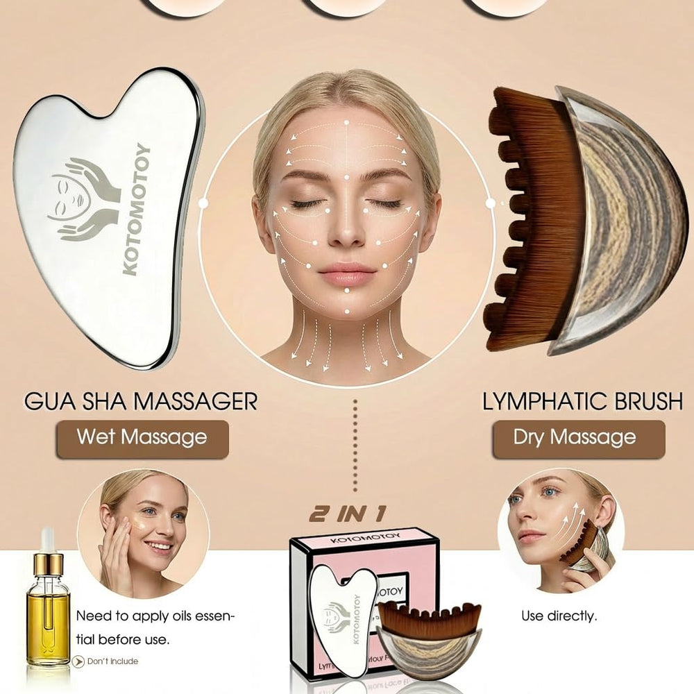 Kotomotoy metal gua sha steel tool for precise facial contouring