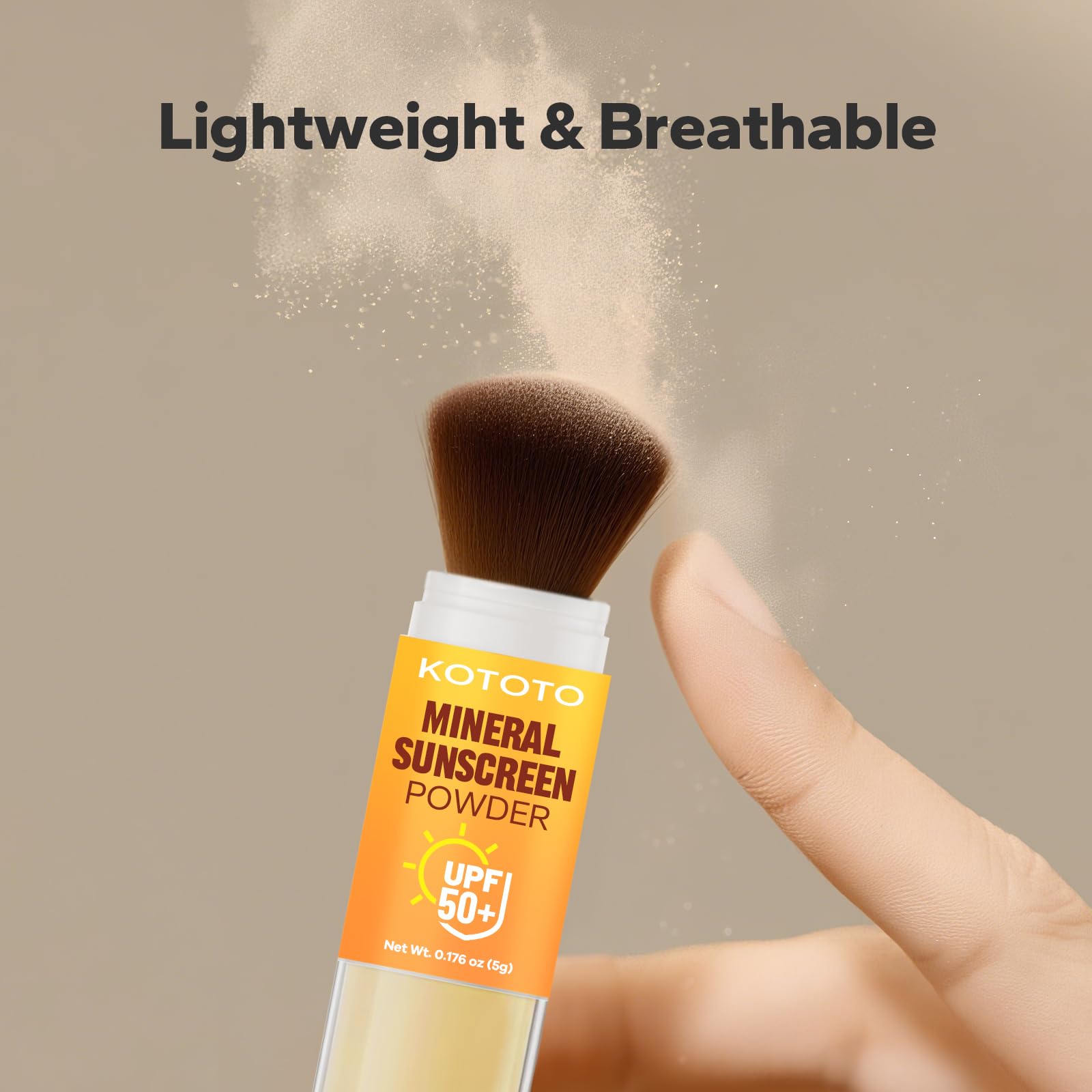 Kototo polvo mineral con aplicador brocha para rostro y cabello, cobertura ligera.