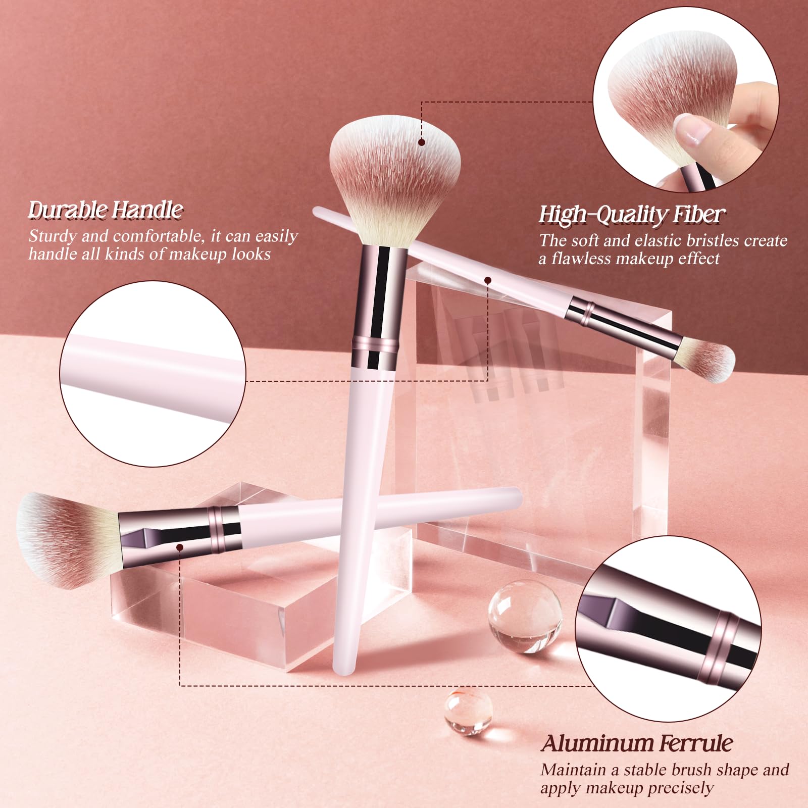 Koulate brushes’ ergonomic pink handles provide comfortable, stable grip.