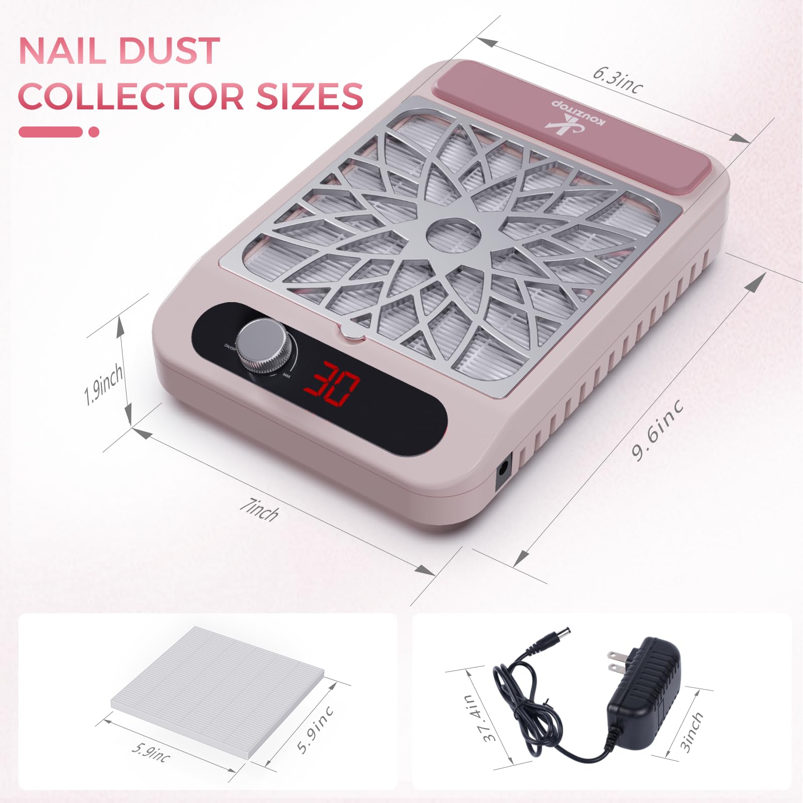 Kouzitop Nail Dust Collector uses durable materials for daily salon use.