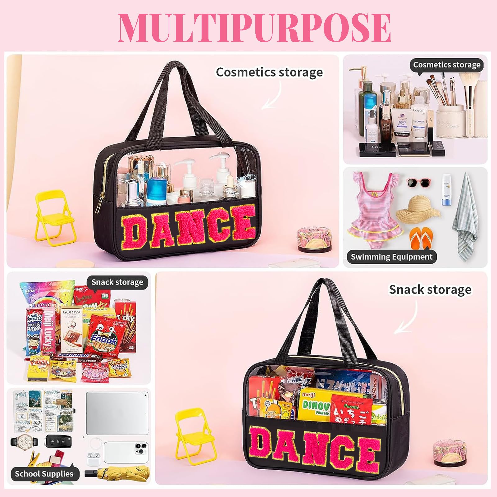 Kovewon dance recital gift bag in pink chenille ideal for dancers