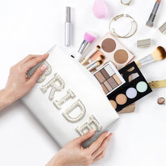 Kovewon white PU leather makeup bag, durable and easy to clean.