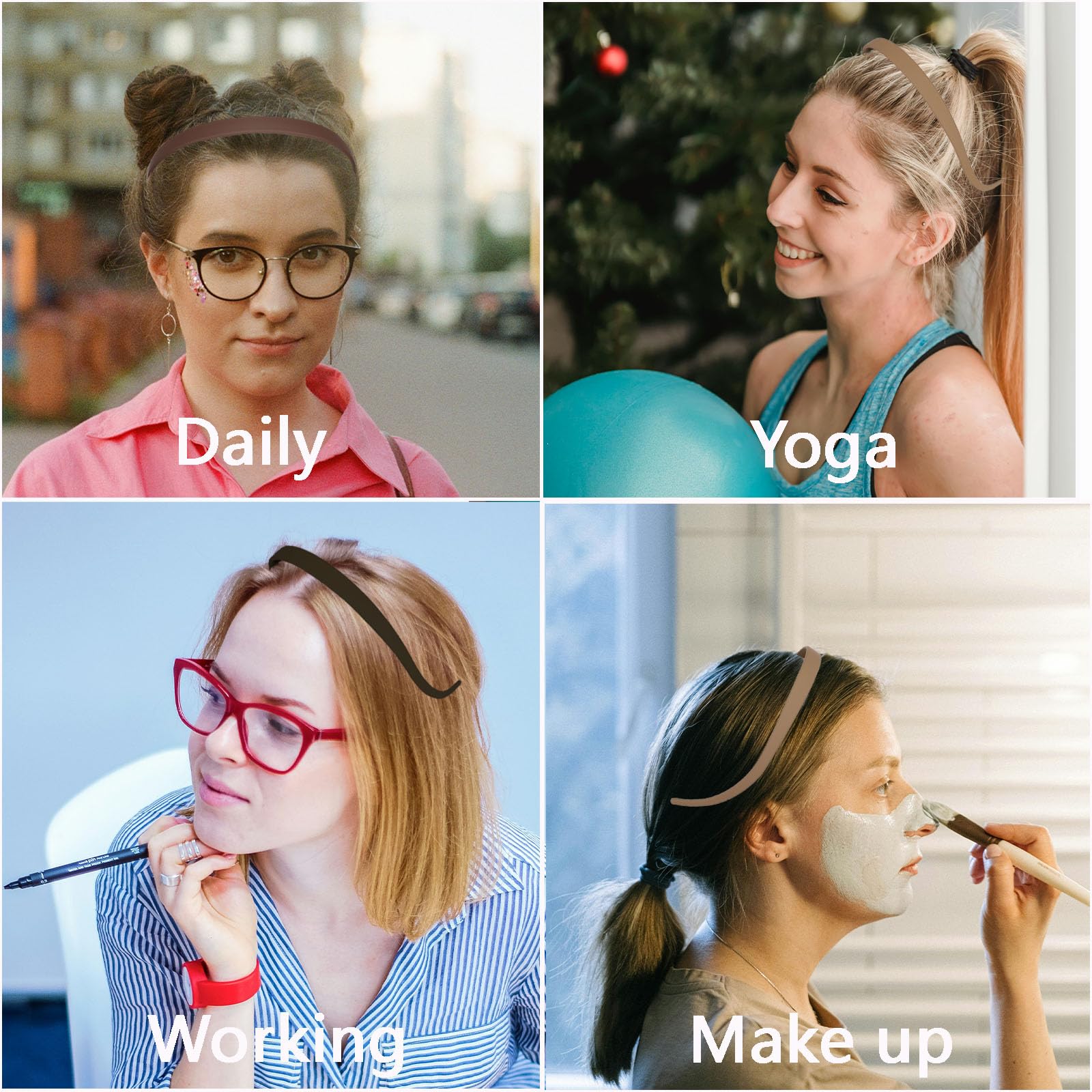 KOVOLITU 3-pack headbands for eyewear users, ideal for makeup sessions.