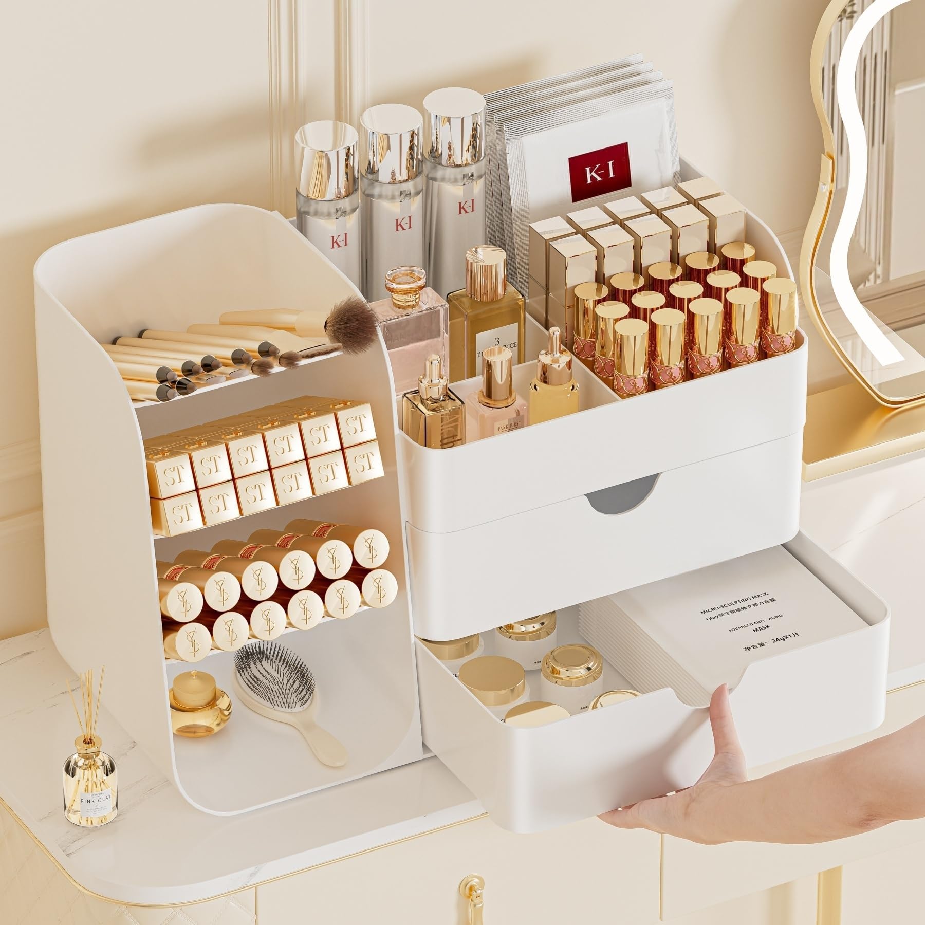 KQJS dust-protection clear drawers protect cosmetics while you access items