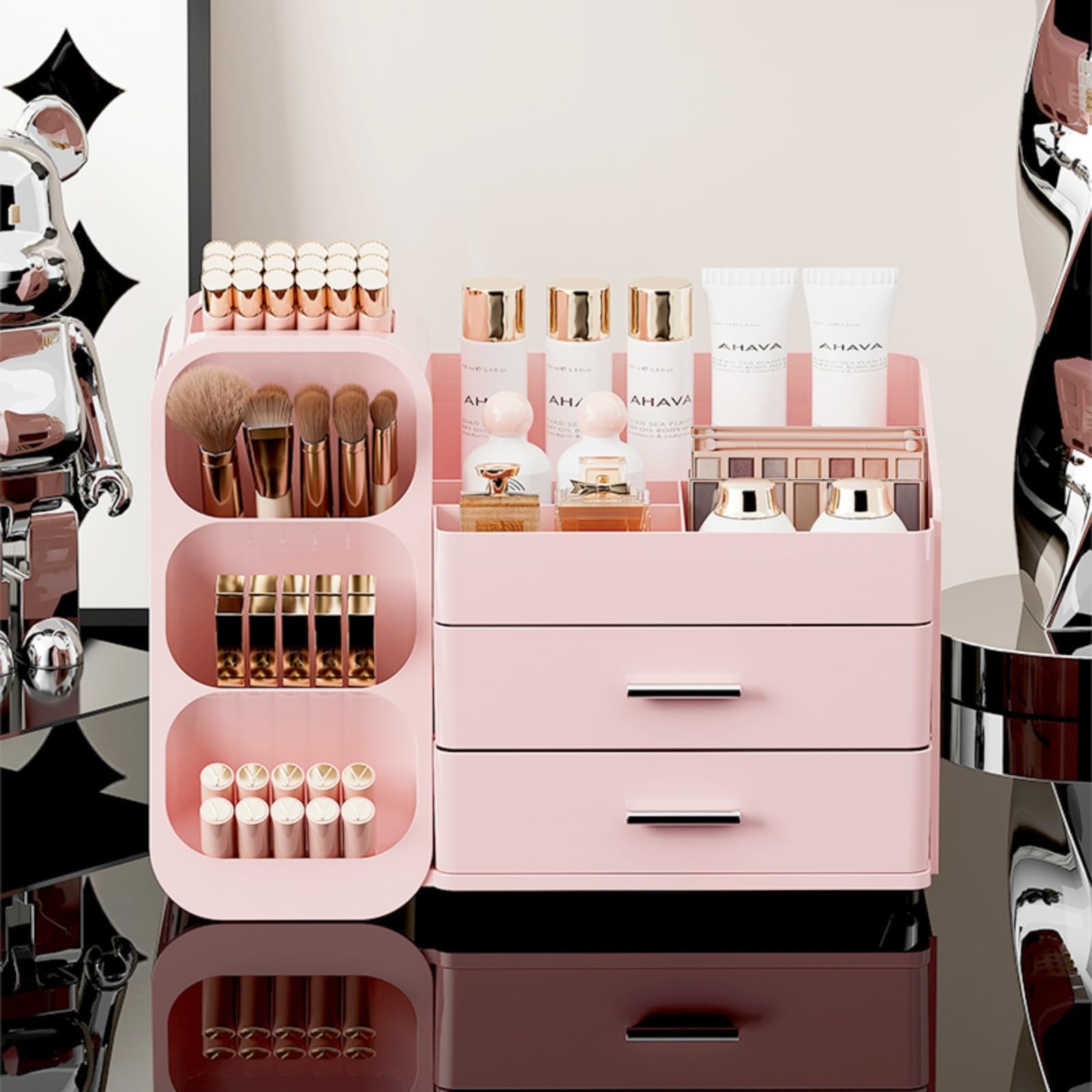 KQJS Makeup Organizer doubles as office supplies storage to keep desks tidy.