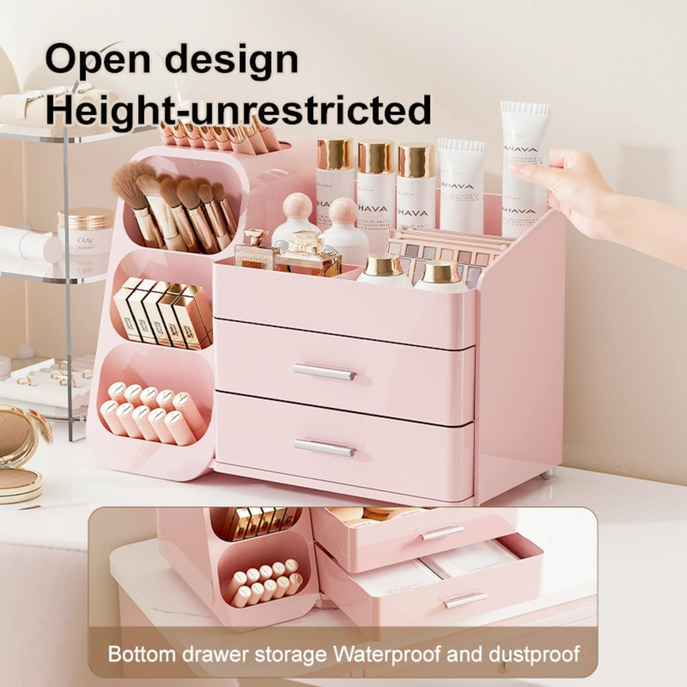 KQJS Makeup Organizer top view reveals spacious layout for tall bottles.