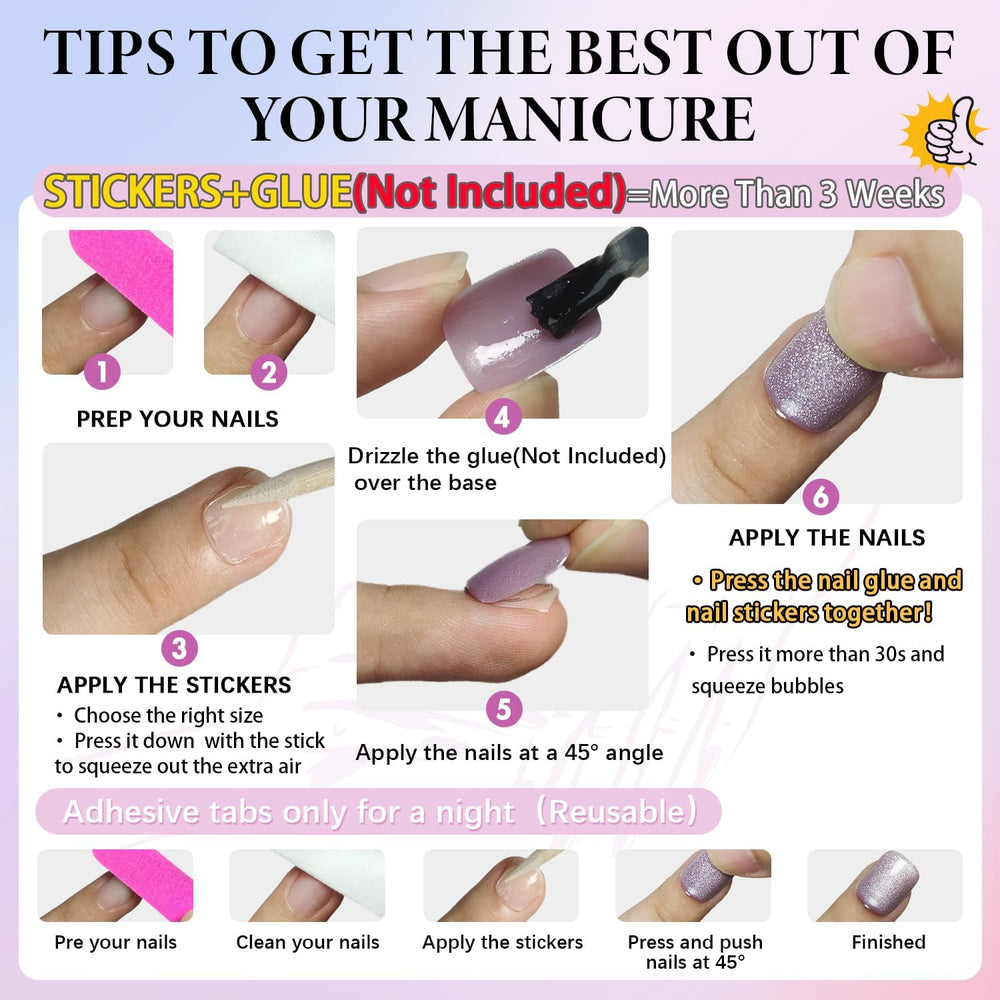 KQueenest nails with adhesive tabs included for easy temporary wear