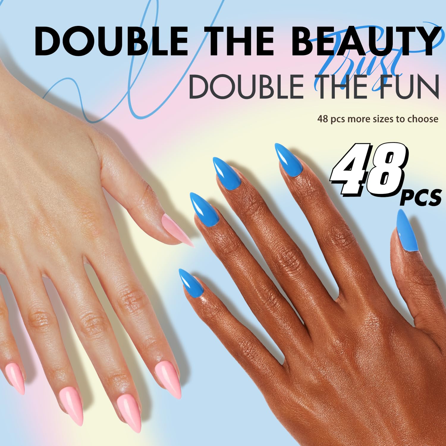 KQueenest almond medium nails on hand illustrating comfortable wear
