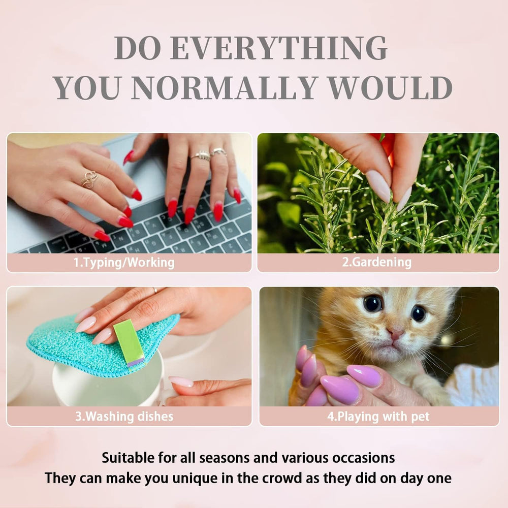 Reuse concept of KQueenest dusty pink press-on nails in a care-friendly design