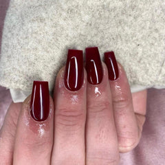 KQueenest glossy opaque color acrylic nails press-ons for durable, glossy finishes.