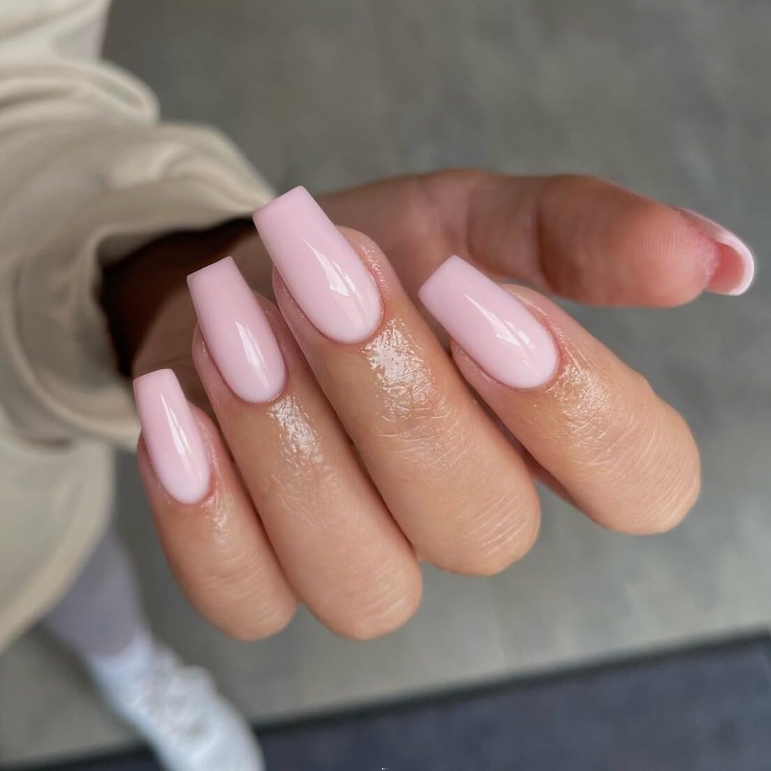 KQueenest acabado rosa neutro con brillo gel, uso diario elegante