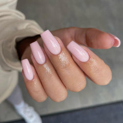 KQueenest acabado rosa neutro con brillo gel, uso diario elegante