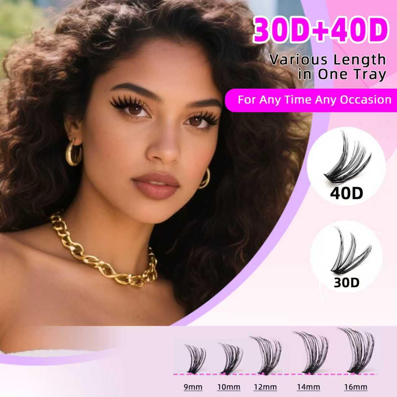 Kraeci lash clusters in 30D and 40D for natural yet voluminous look.